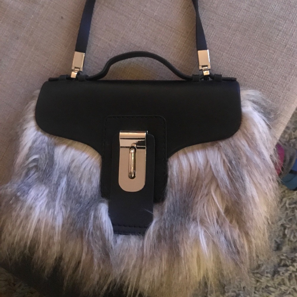 Zara faux fur clutch
